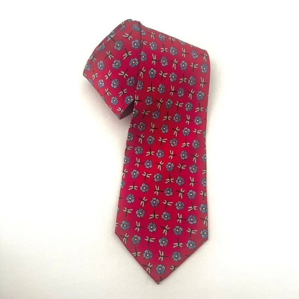 Belmondo red dragonfly tie